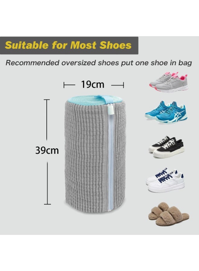 HOMESTAR Thick Grey Shoe Washing Bag | Reusable Washer Safe Design | Chenille Mesh Cleaning Bag | Concealed Zipper Protection | 360° Gentle Cleaning Technology | Hanging Dry Convenience | For Sneakers/Canvas/Sports Shoes | Anti-Tangle & Shape Protection - Image 5